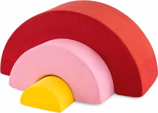 Costway 3 Piece Toddler Climbing Toy Set in Pink and Multicolour with Washable Foam and Textile Materials