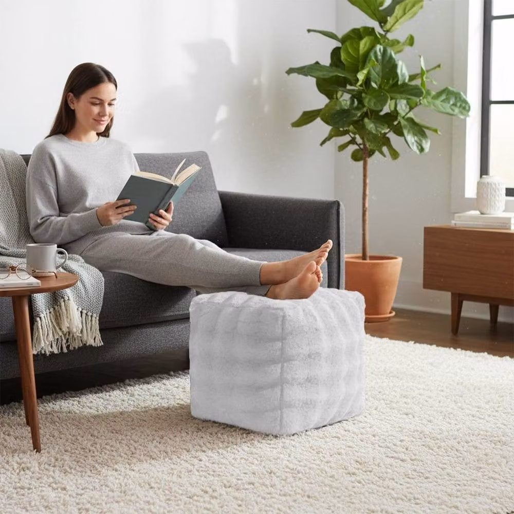 Sweet Dreams Alpine Bubble Faux Fur Bean Bag in White, W/D/H: 43 x 43 x 43 cm – 2