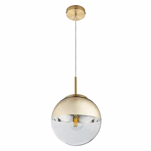 Globo Lighting Design Sphere Glass Pendant Lamp, Gold and Transparent