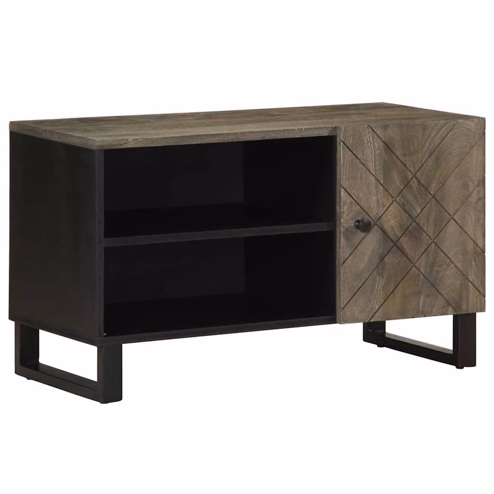 Berkfield Home Black Mango Wood TV Cabinet W/D/H: 80 x 33 x 46 cm – 2