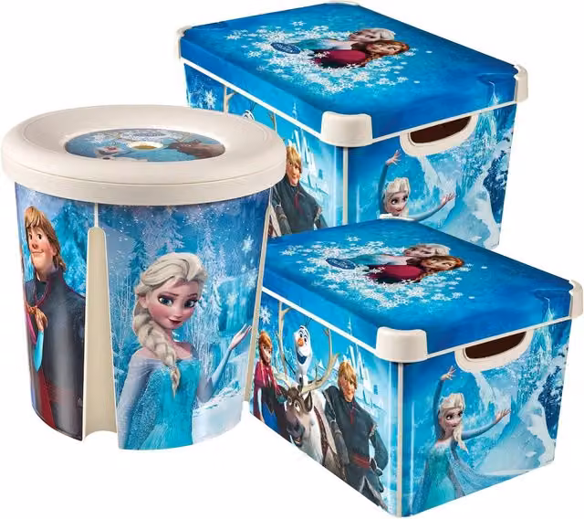 Curver Frozen Themed 3 Piece Storage Set with 22L Box and 45L Tub in Multicolour