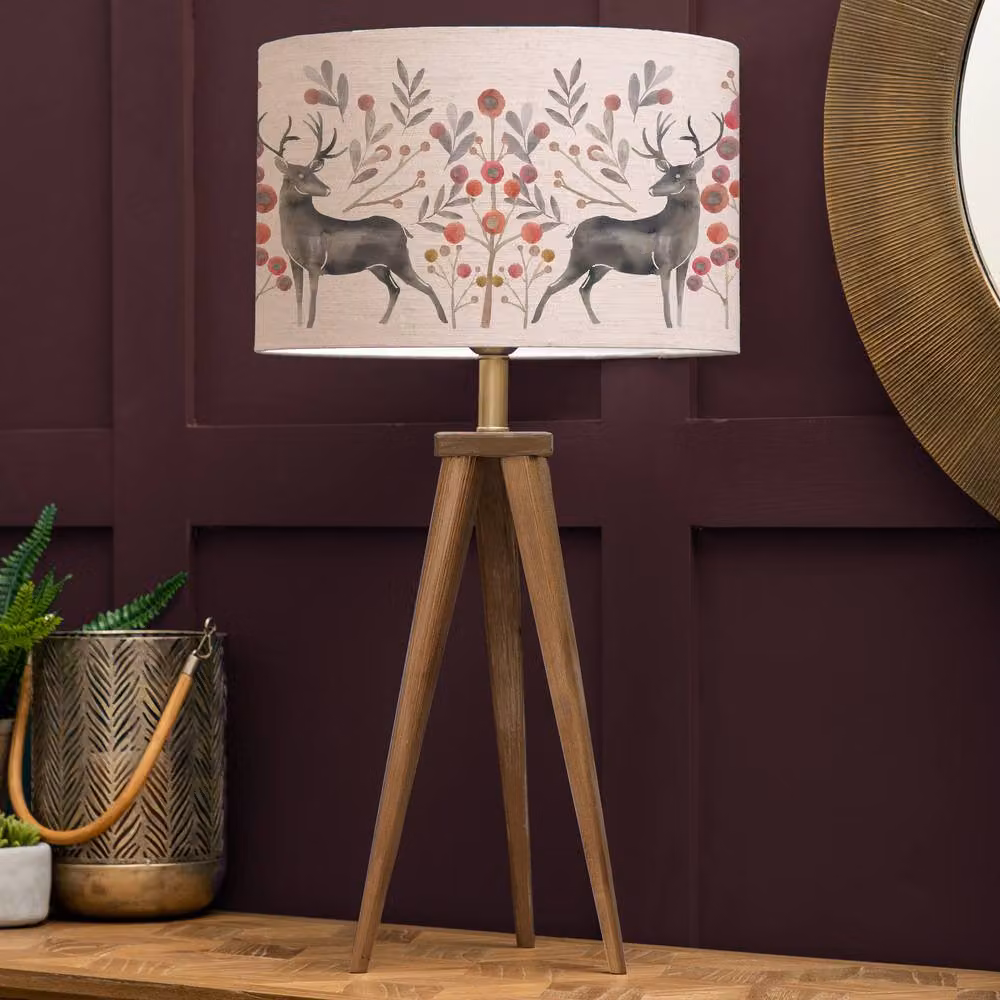 Voyage Maison Aratus Table Lamp with Edo Eva Fabric Lampshade in Brown and Grey – 2