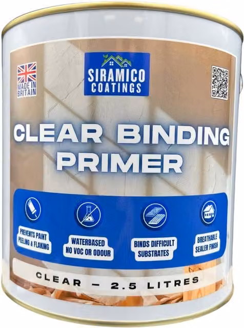 SIRAMICO COATINGS Clear Binding Primer, Water-Based Acrylic Sealer and Surface Stabiliser for Plaster, 2.5 l