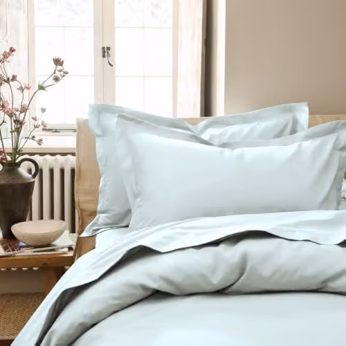 Christy Organic Cotton Percale Duvet Cover and Pillowcase Set in Duck Egg Green/Blue, 200TC, W/H: 180 x 200 cm, Pillowcases: 50 x 70 cm – 3