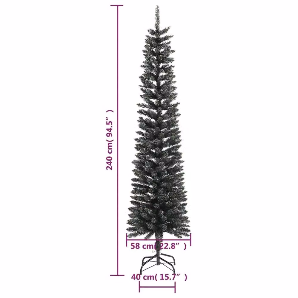 Berkfield Home Artificial Slim Christmas Tree in Green with Stand, Height: 240 cm – 6