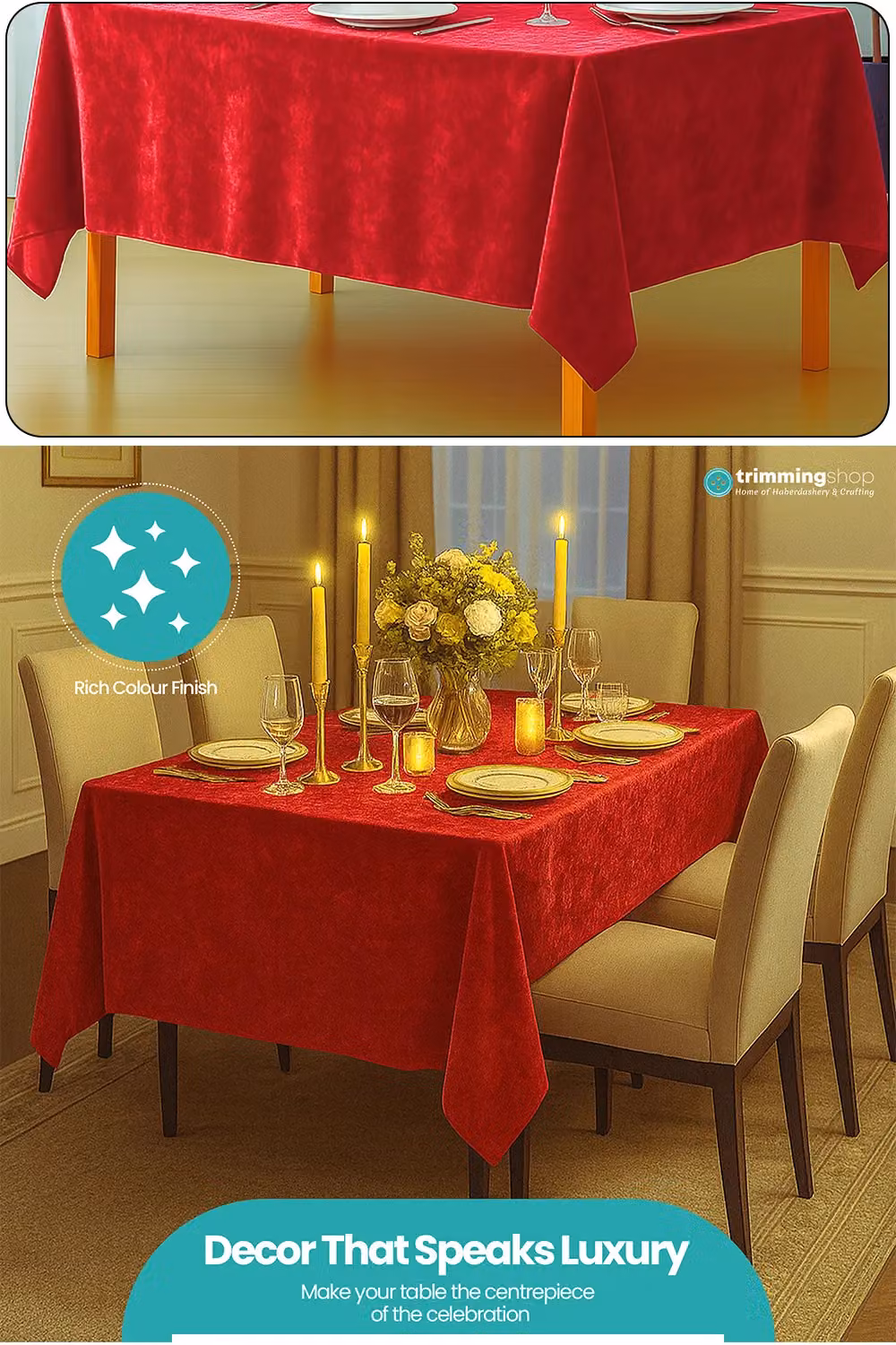 Neel Blue Red Diamond Velvet Rectangular Tablecloth – 3