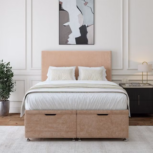Bedmaster Luxury Velvet Ottoman Divan Base in Light Brown, King Size