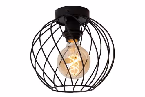 Lucide Danza Netlighting Black Metal Flush Ceiling Light, Diameter: 25 cm