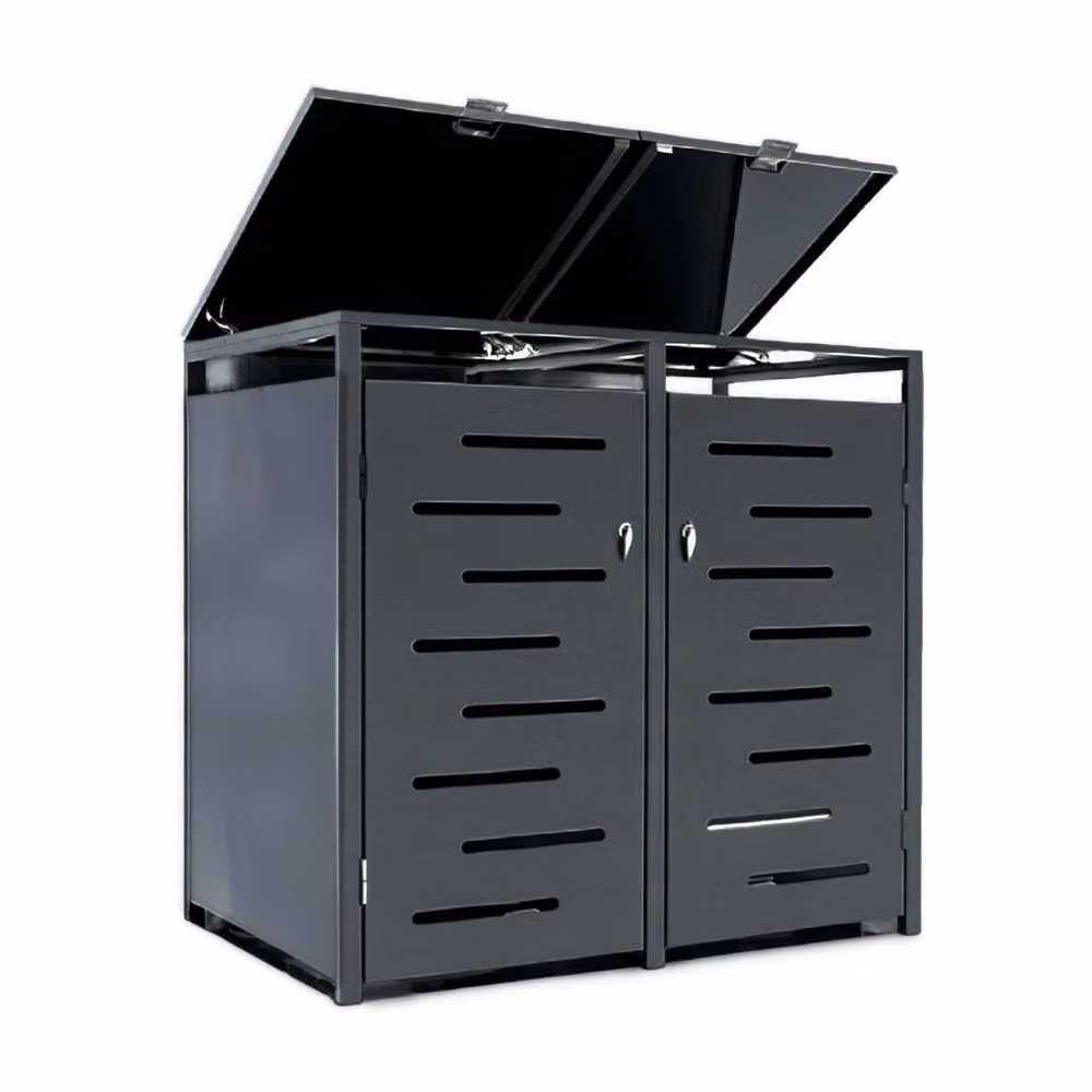 Nicoman Outdoor Metal Bin Storage Shed with Lockable Doors in Anthracite Grey – 2