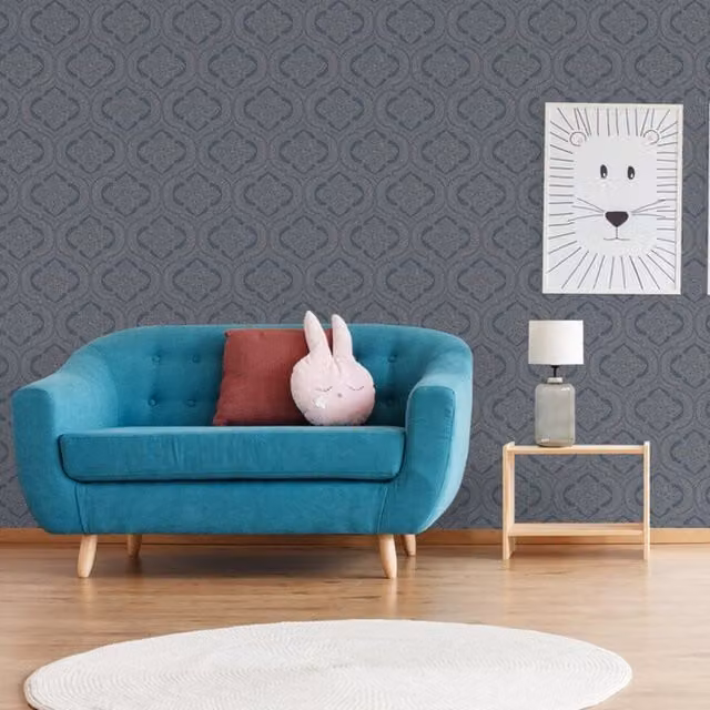 SK Filson Washable Abstract Floral Wallpaper in Blue