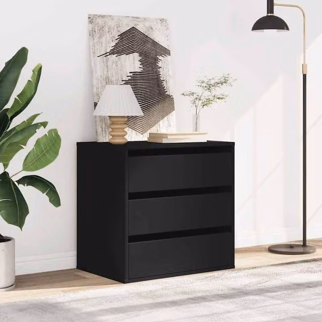 Berkfield Home Classic Corner Chest of Drawers in Black, W: 60 cm, D: 41 cm, H: 58 cm – 1
