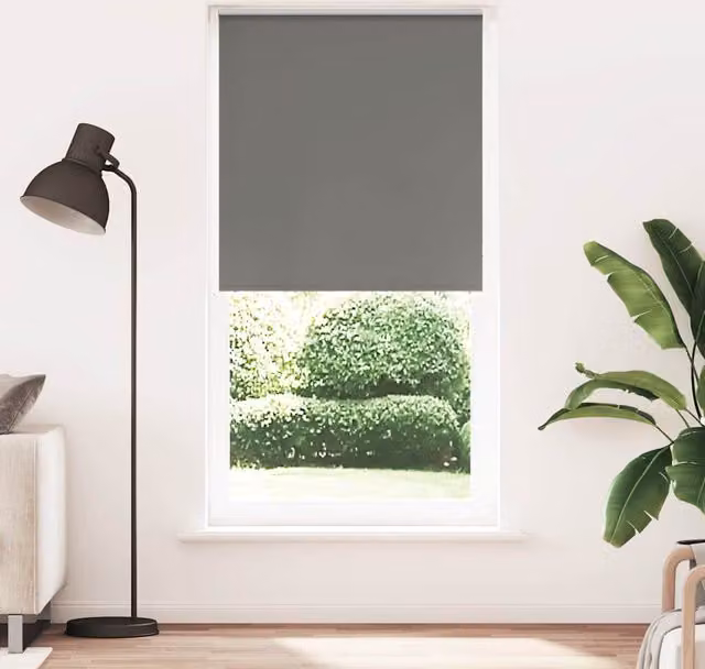 Berkfield Home Grey Blackout Roller Blind, Thermal Insulating Polyester, W: 115 cm, H: 230 cm