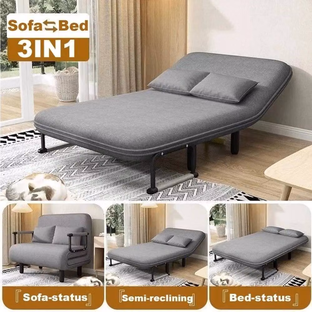 FORGEVIO 3-in-1 Convertible Folding Sofa Bed and Chair in Grey – 5