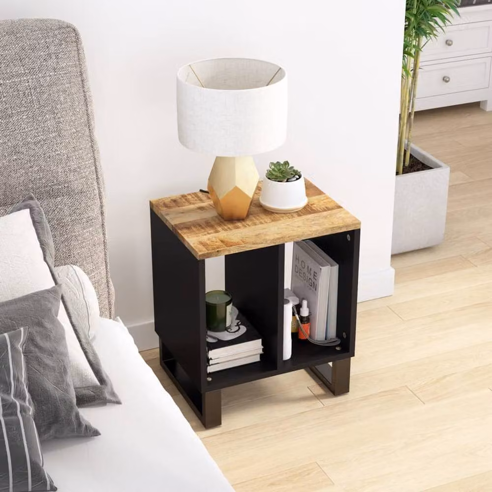 Berkfield Home Side Table in Brown, Solid Mango and Engineered Wood, W: 40 cm, D: 31 cm, H: 46 cm – 2