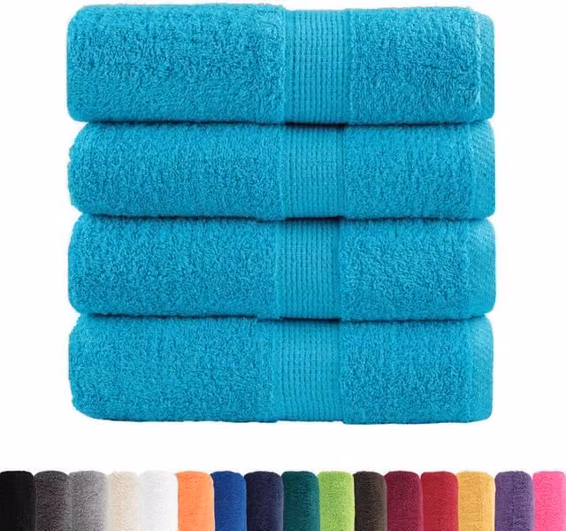 Berkfield Home SOLUND Premium Cotton Terry Guest Towels, 4 Pack, Turquoise, W: 30 cm, H: 50 cm, 600 gsm