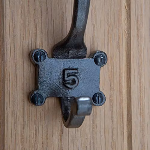 Hammer and Tongs Number 5 Double Wall Hook in Raw Grey Iron, Pack of 2 – 5