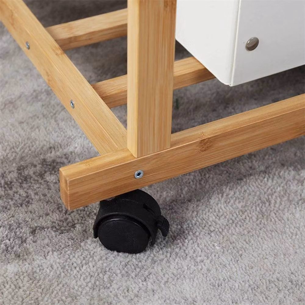 ERGOVEXA Mobile Clothes Rail and Garment Hanging Shelf in Natural Wood, W/D/H: 160 x 80 x 20 cm – 3
