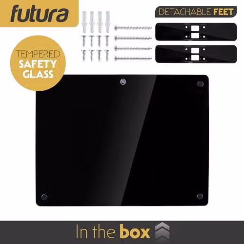 Futura 1000W Black Glass Electric Convector Panel Heater, Wall Mounted or Freestanding with Timer and Thermostat – 4