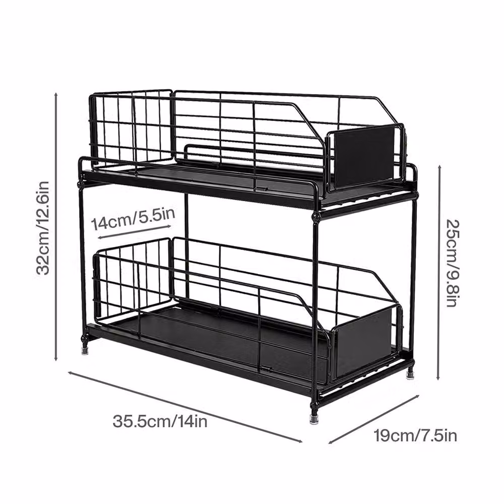 Toque 2 Tier Pull Out Under Sink Kitchen Cabinet Storage Organiser Drawer in Black – 4