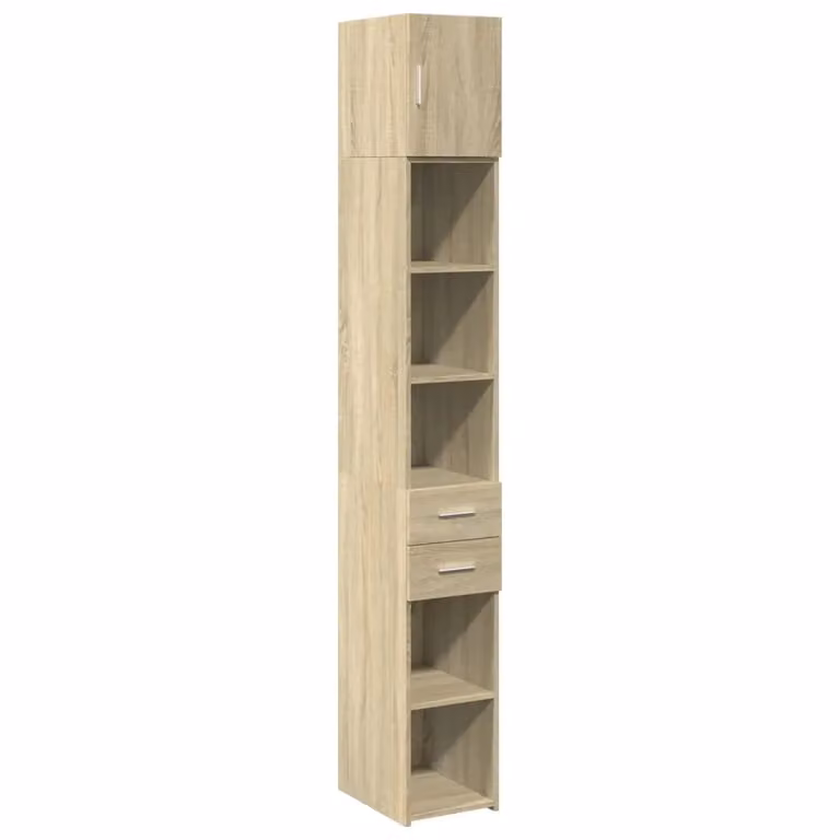 Berkfield Home Slim Freestanding Storage Cabinet in Brown Sonoma Oak, W/D/H: 30 x 22.5 x 225 cm