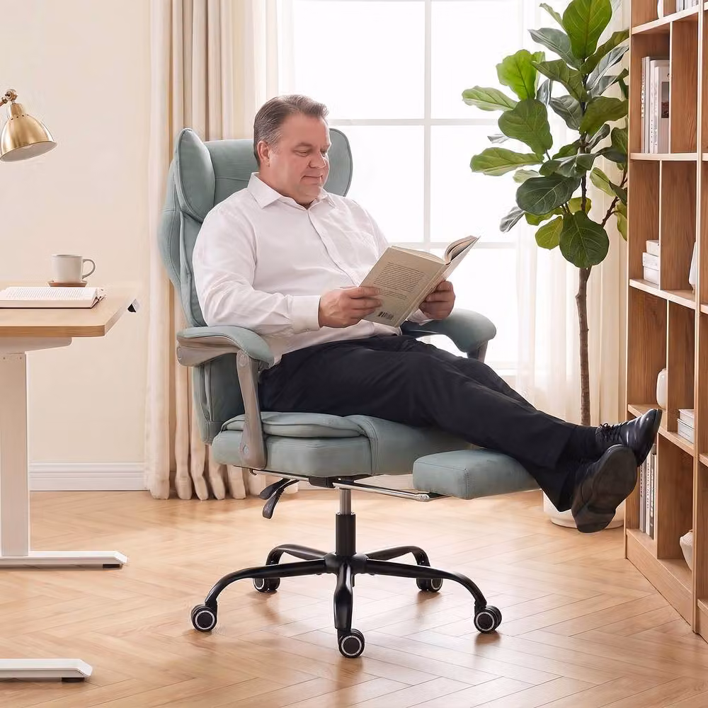 STILVORA Big & Tall Executive Office Chair with Headrest and Footrest in Green – 8