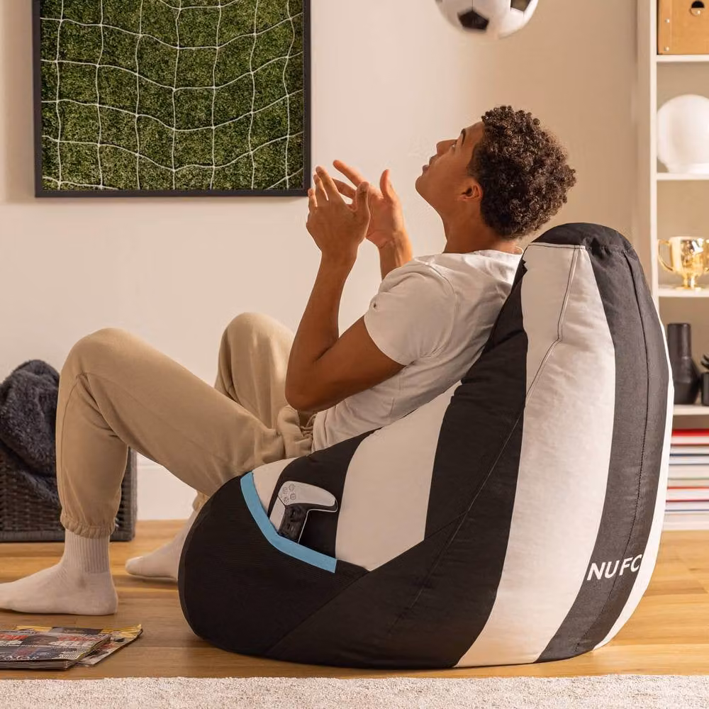 icon Official Newcastle United Water Repellent Bean Bag Chair in Black and White with Filling Included – 3