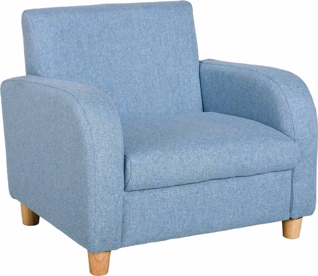 HOMCOM Kids Mini Armchair with Solid Wood Frame and Fabric Upholstery, Blue