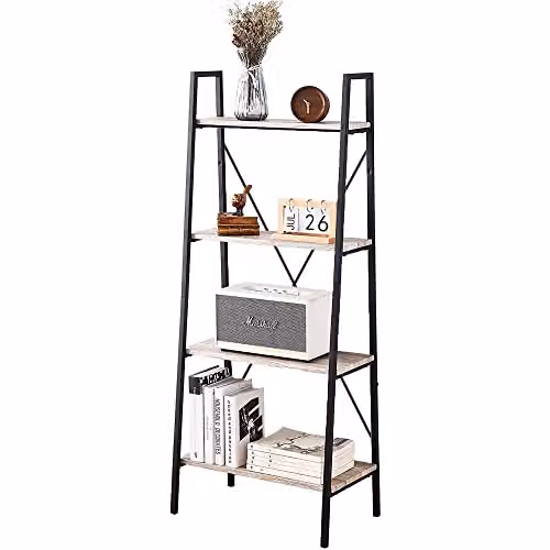 MCC Direct 4-Tier Modern Ladder Bookshelf in Beige, H 148 x W 60 x D 35 cm