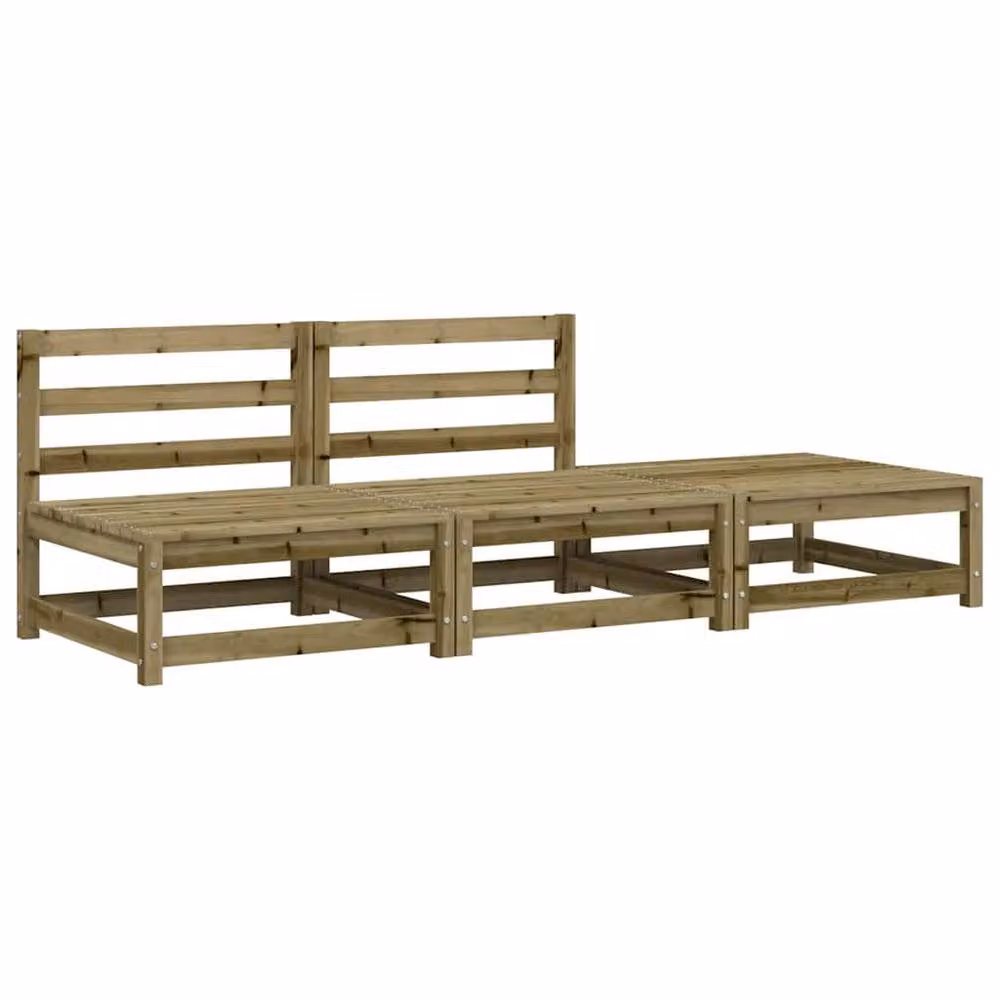 Berkfield Home Armless Garden Sofa with Footstool in Brown Impregnated Pine Wood – 2