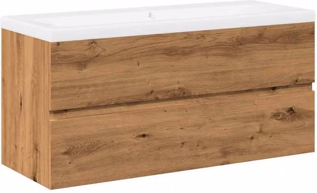 Berkfield Home Artisan Oak Sink Cabinet with Built-in Basin in Brown, W: 101 cm, D: 39.5 cm, H: 49 cm – 1
