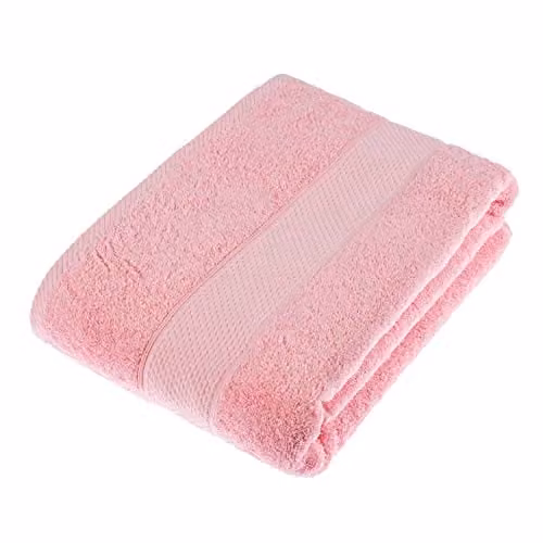 Homescapes Pink Turkish Cotton Bath Sheet, 500 GSM, Fluffy and Quick-Drying – 1