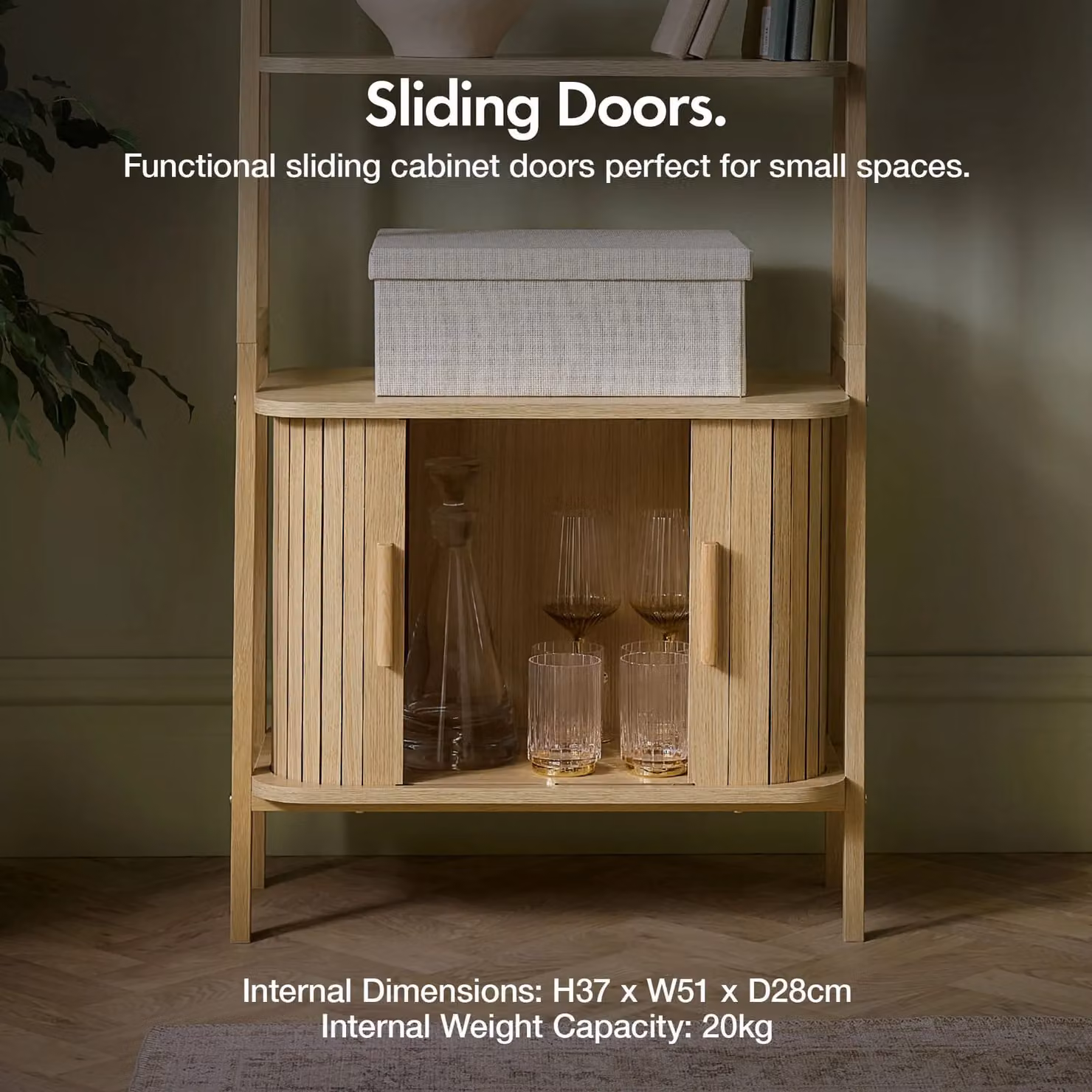 VonHaus Landos Tambour Design Living Room Storage Bookcase in Natural Sand – 3