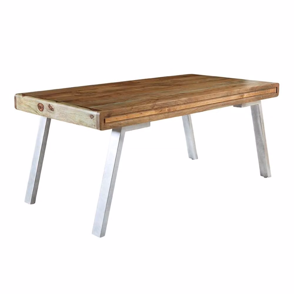 Wyld Haus Los Angeles Industrial Rectangular Dining Table in Brown, Reclaimed Wood and Metal, W/D/H: 180 x 90 x 76 cm – 2