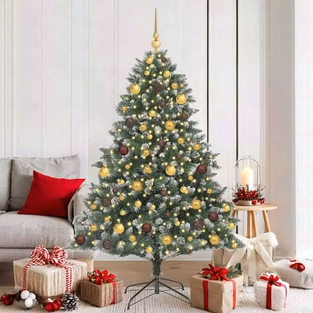 Berkfield Home Artificial Christmas Tree in Green, W/D/H: 126 x 126 x 180 cm – 1