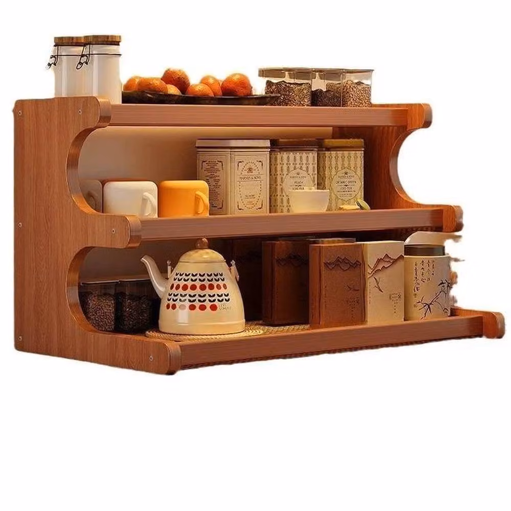 FLAVORA 3 Tier Tabletop Coffee Mug Storage Display Rack in Brown – 4