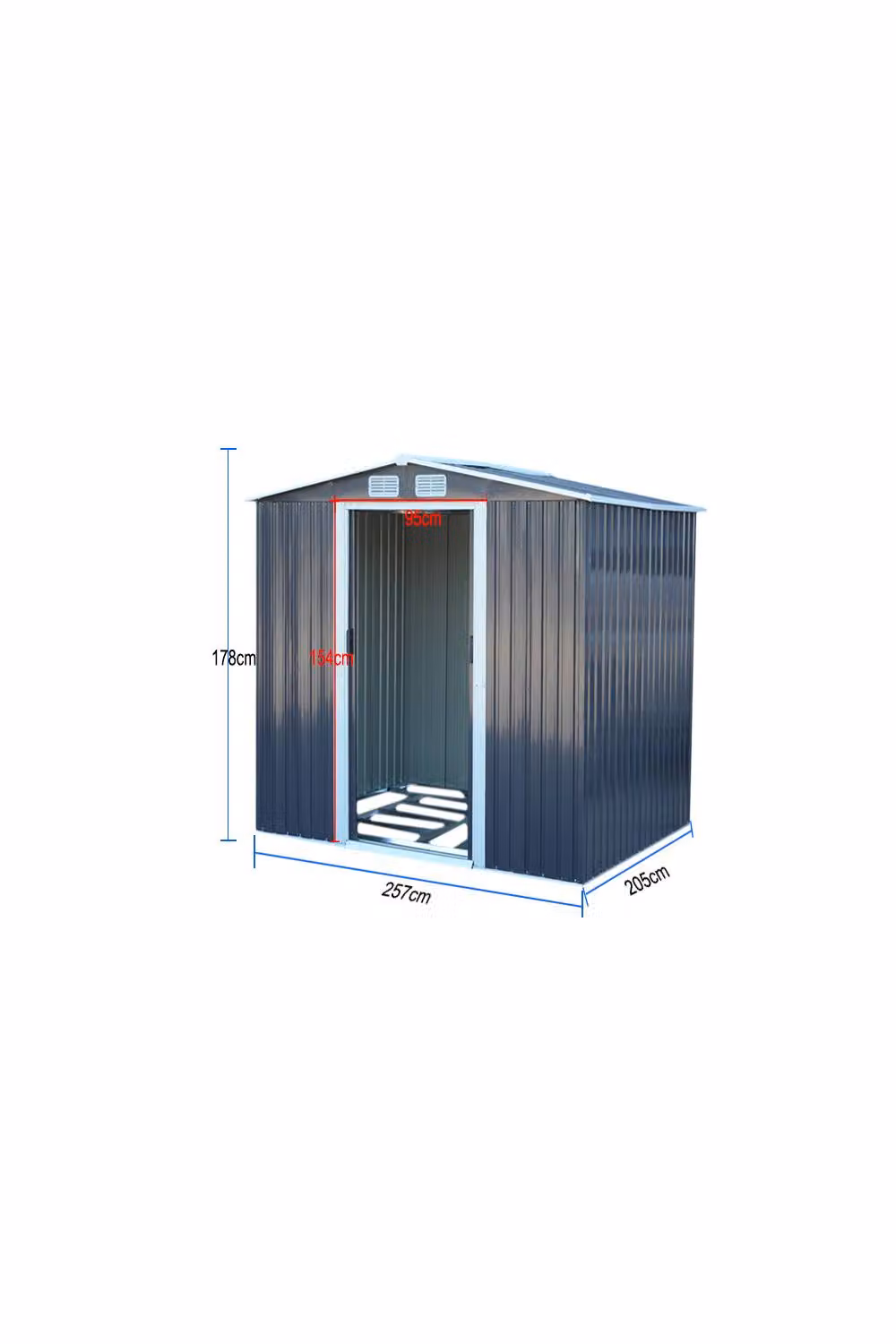 Living and Home Waterproof Metal Garden Tool Storage Shed with Floor, Black, W: 182.88 cm, D: 243.84 cm, H: 178.0 cm – 5
