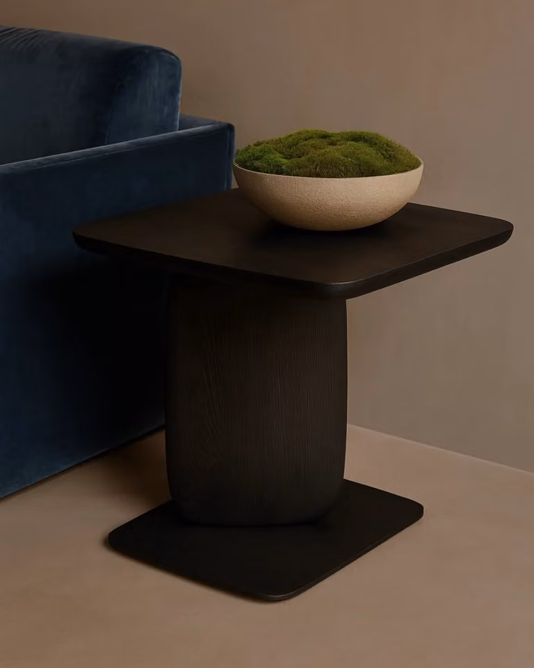 Tommy Franks Underline Round Side Table in Black Oak