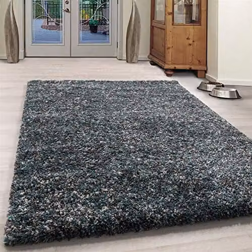 Bravich Blue Abstract Modern Blended Shaggy Rug, W: 80 cm, L: 150 cm – 1
