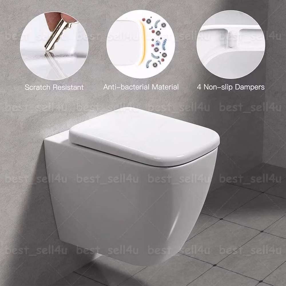 NESTLUNE Luxury Square Soft Close Toilet Seat in White – 2