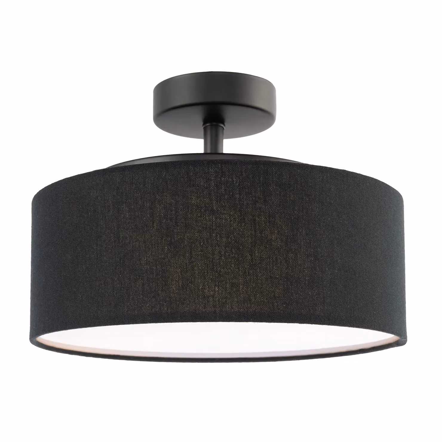Happy Homewares Contemporary Textured Linen Fabric Semi Flush Ceiling Light in Black – 2