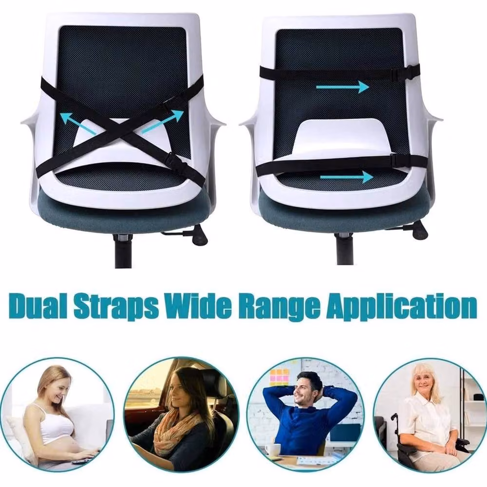 FLAVORA Black Memory Foam Back Support Pillow for Office Chairs and Car Seats, W/H: 100 x 190 cm – 5
