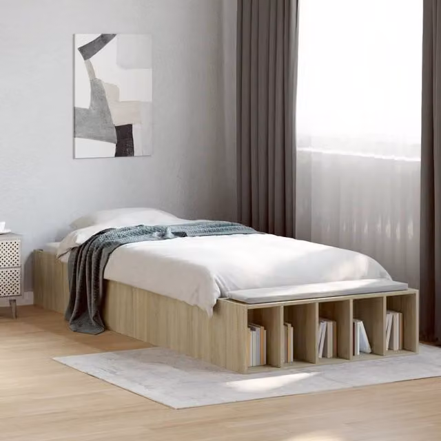 Berkfield Home Sonoma Oak Small Single Bed Frame in Brown, W: 75 cm, L: 190 cm