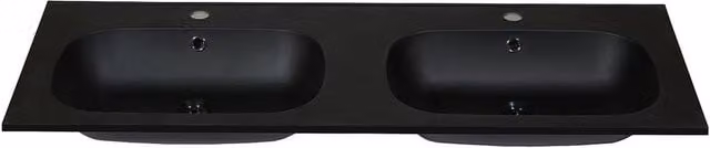 Vente-unique Double Built-In Rectangular Resin Stone-Effect Sink in Black, W: 120 cm, D: 46 cm, H: 14.5 cm – 1