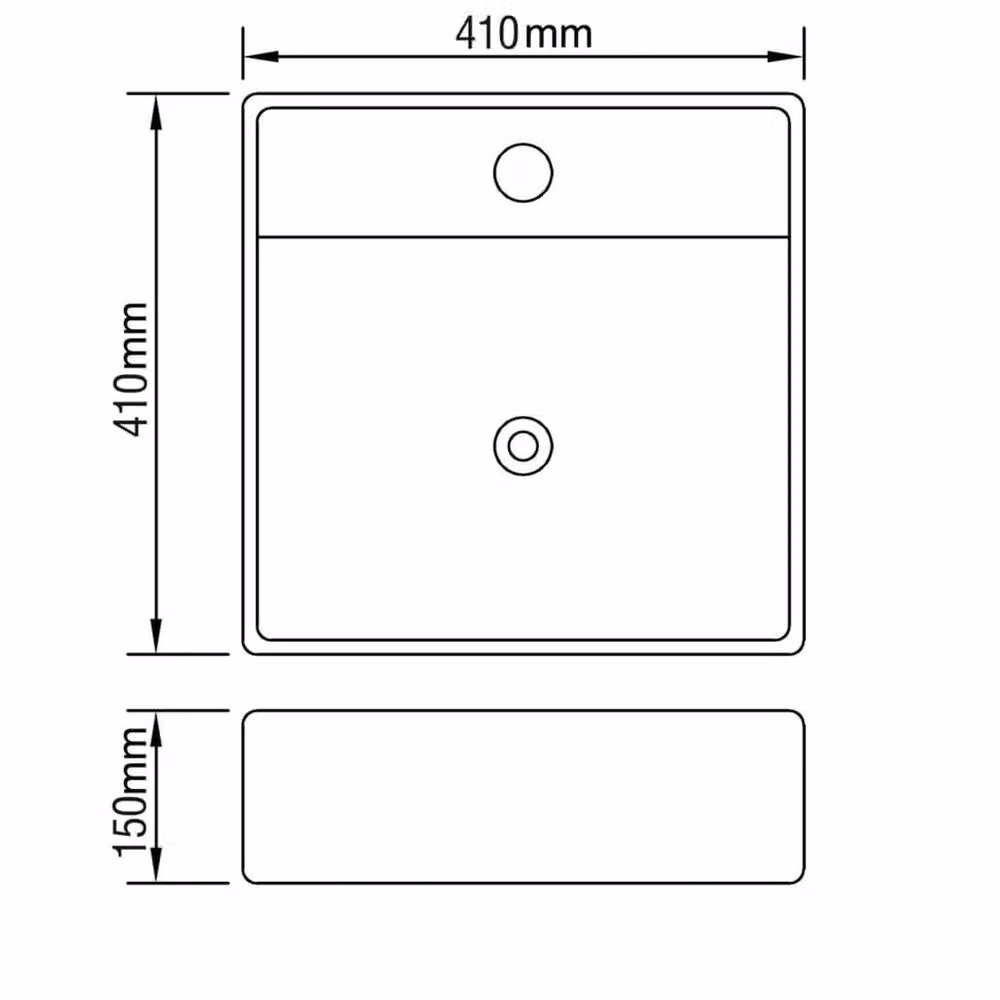 Berkfield Home Elegant Square Ceramic Bathroom Sink Basin in Black with Overflow – 5