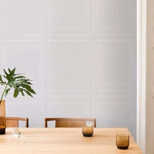 Superfresco Paintable Modern Geometric Wood Panelling Textured Wallpaper in White