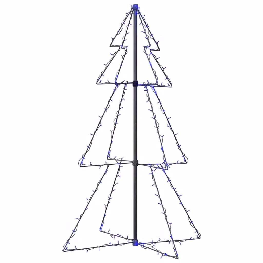 Berkfield Home Christmas Cone Tree with 160 LEDs for Indoor and Outdoor Use, Blue, W: 78 cm, H: 120 cm – 2