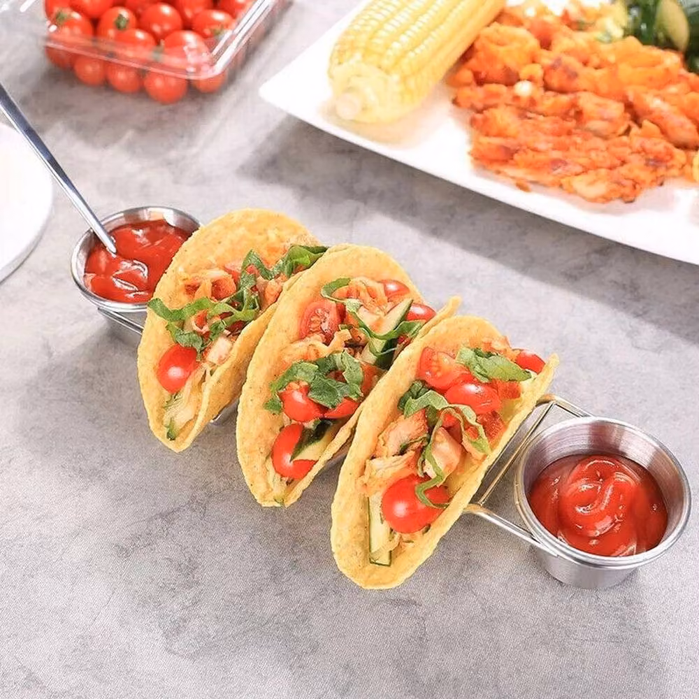 SPETLEK Silver Stainless Steel Taco Holder with Wave Shape Hard Rack Stand, W: 100 cm, D: 15 cm – 2