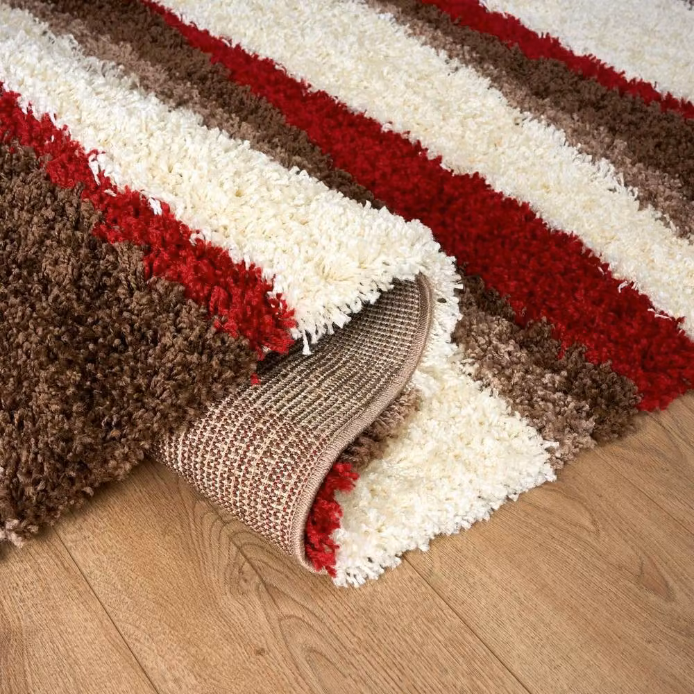 Bravich LTD Abstract Wave Shaggy Area Rug in Red and Multicolour, W: 200 cm, D: 290 cm – 6