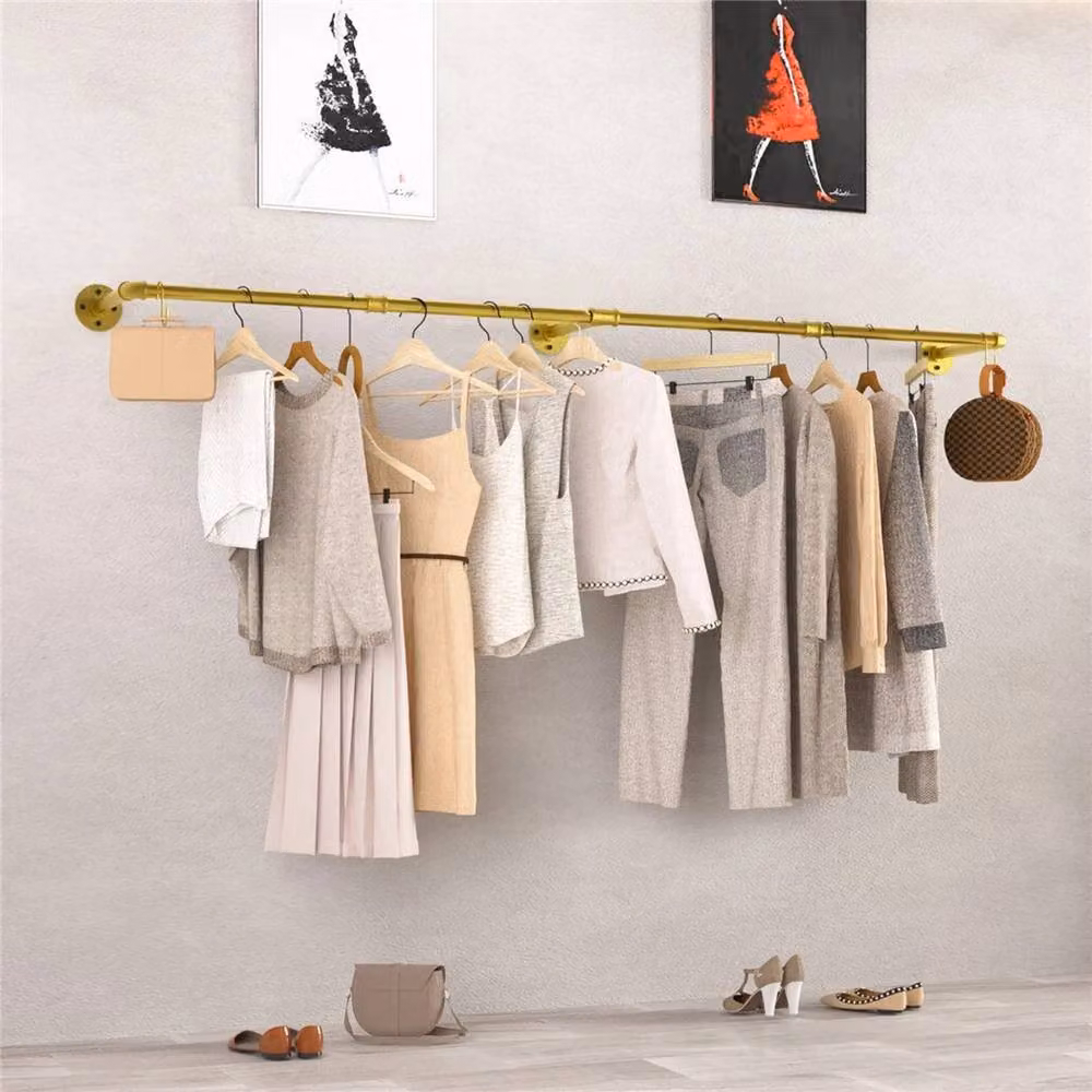 NESTLUNE Gold Wisfor Adjustable Industrial Pipe Clothes Rail, W/D/H: 100 x 15 x 15 cm – 4