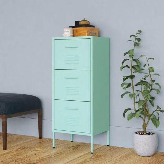 Berkfield Home Metal Storage Cabinet in Green, W/D/H: 42.5 x 35 x 101.5 cm